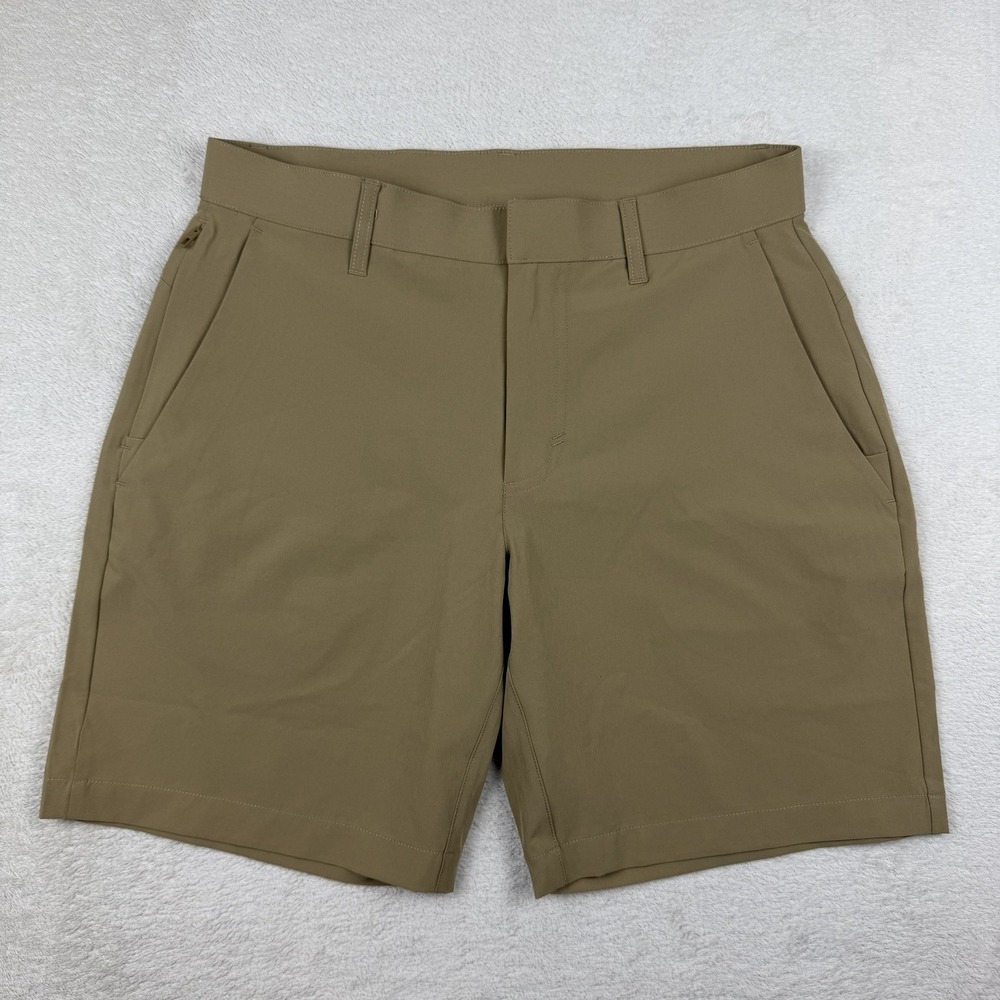 Fabletics Chino Shorts Khaki‎ Dark Twill Regular Fit Flat Front Mens Size 30
